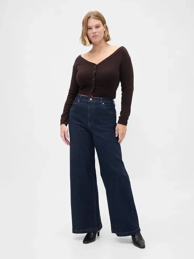 Jeans met hoge taille en wijde pijpen