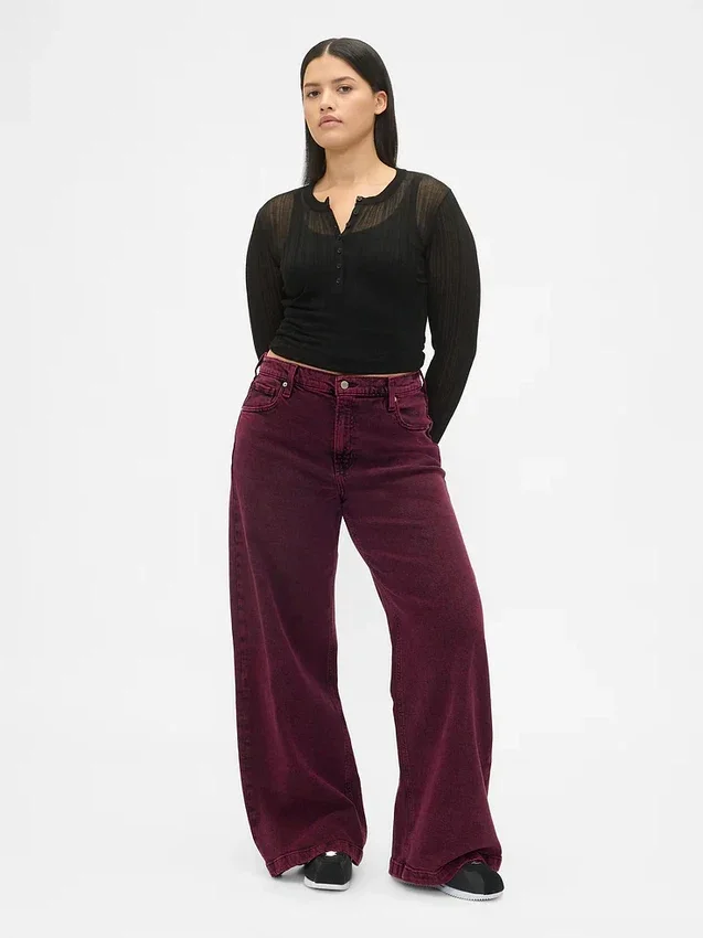 Jeans met hoge taille en wijde pijpen