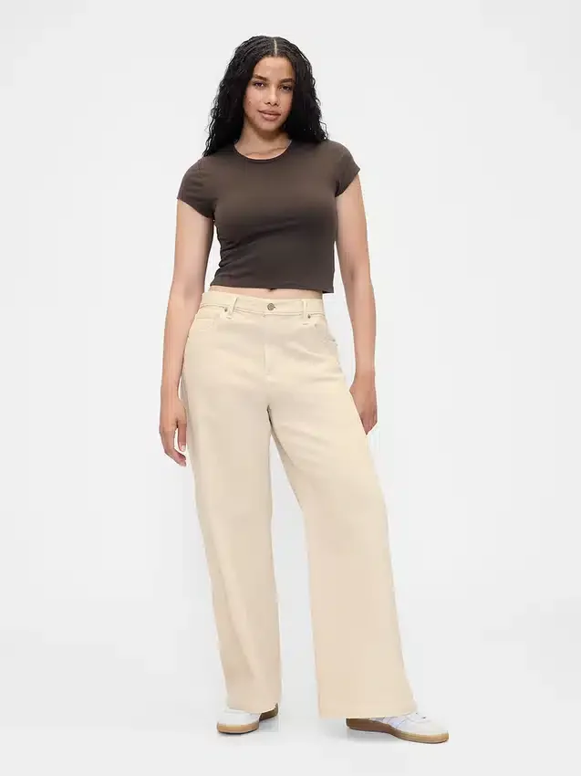 Jeans met hoge taille en wijde pijpen