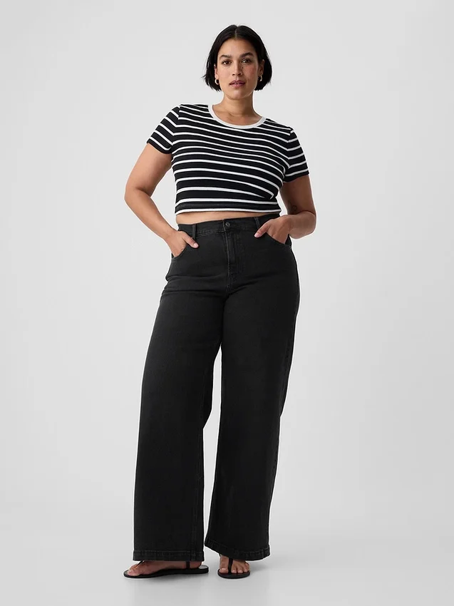 Jeans met hoge taille en wijde pijpen