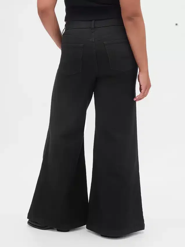 Jeans met hoge taille en wijde pijpen
