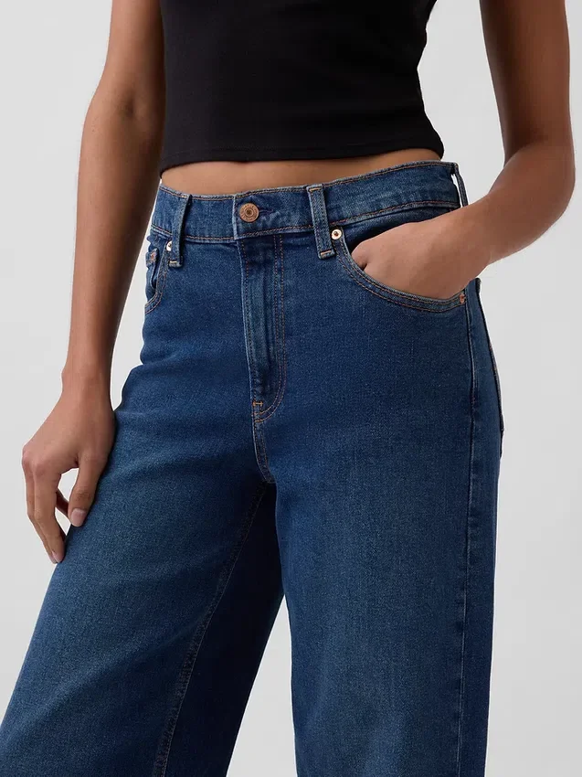 Jeans met hoge taille en wijde pijpen