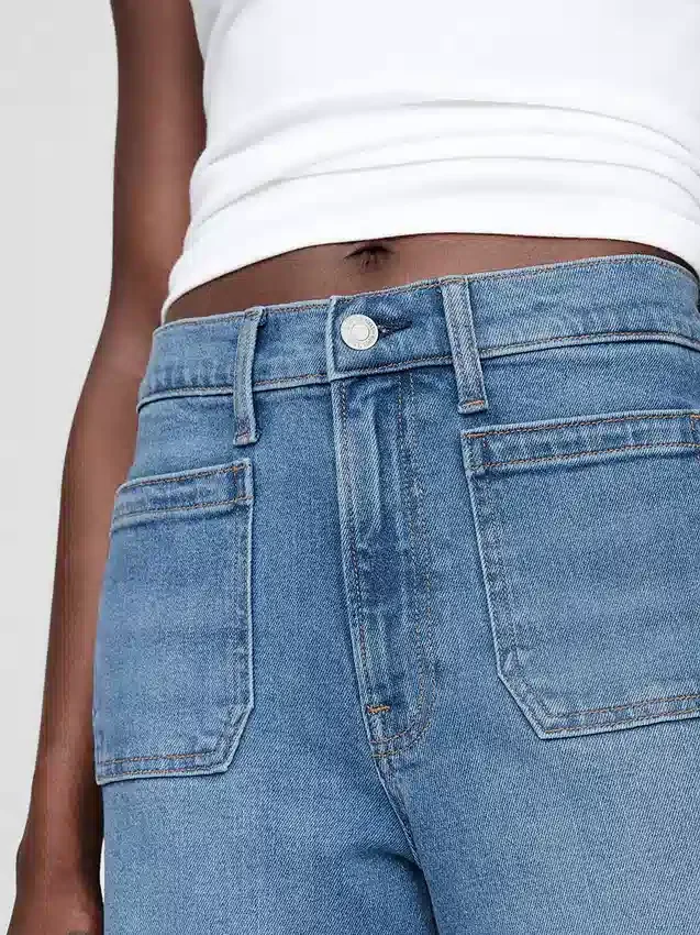 Jeans met hoge taille en wijde pijpen
