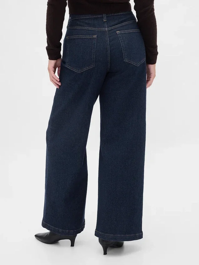 Jeans met hoge taille en wijde pijpen