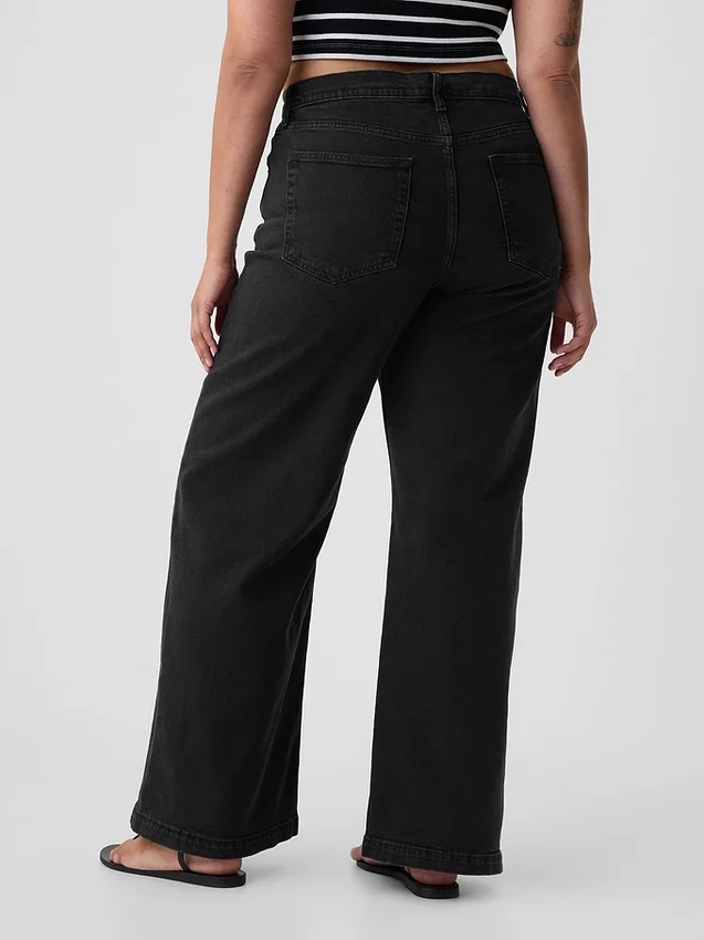 Jeans met hoge taille en wijde pijpen