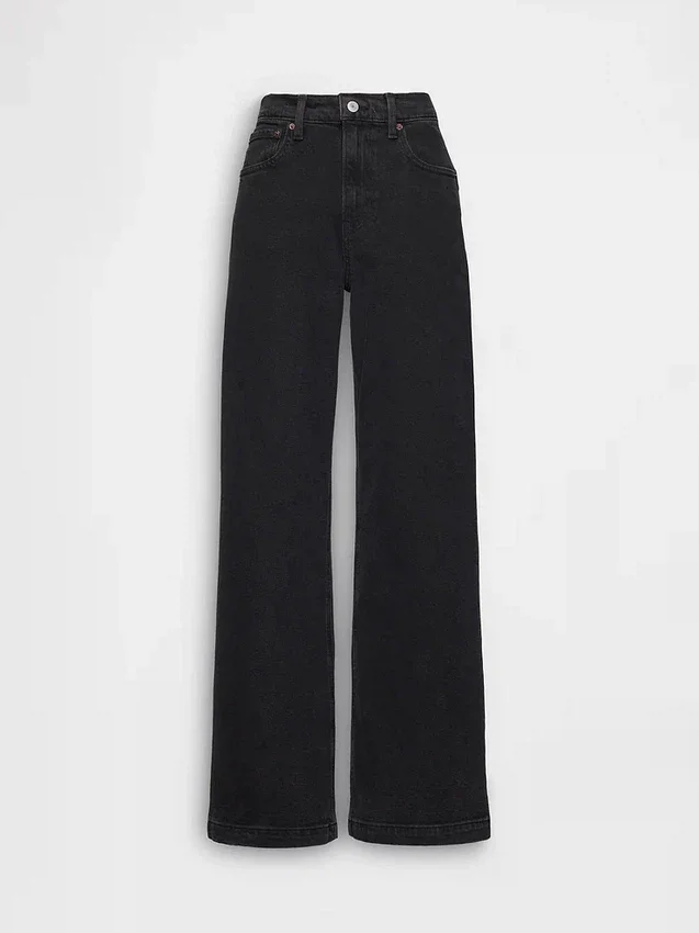 Jeans met hoge taille en wijde pijpen