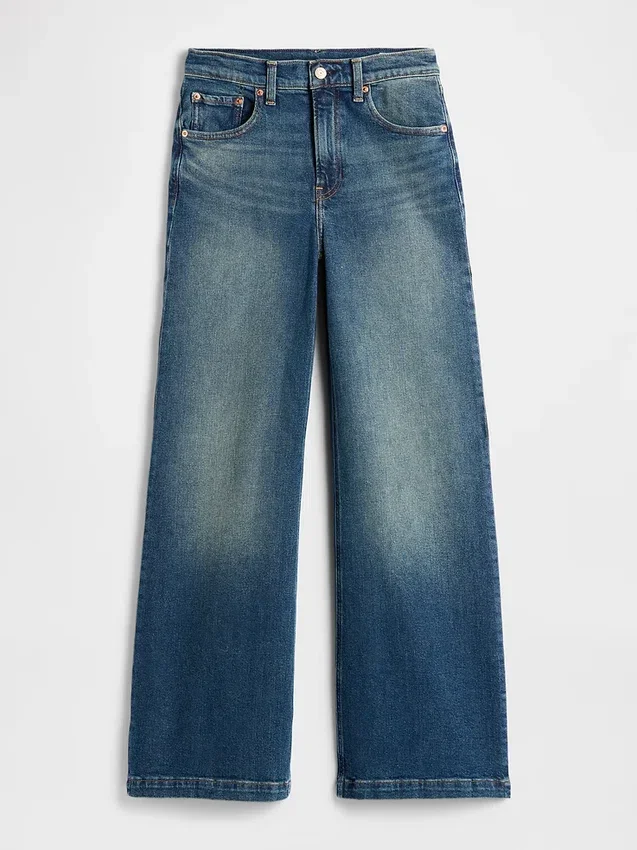 Jeans met hoge taille en wijde pijpen