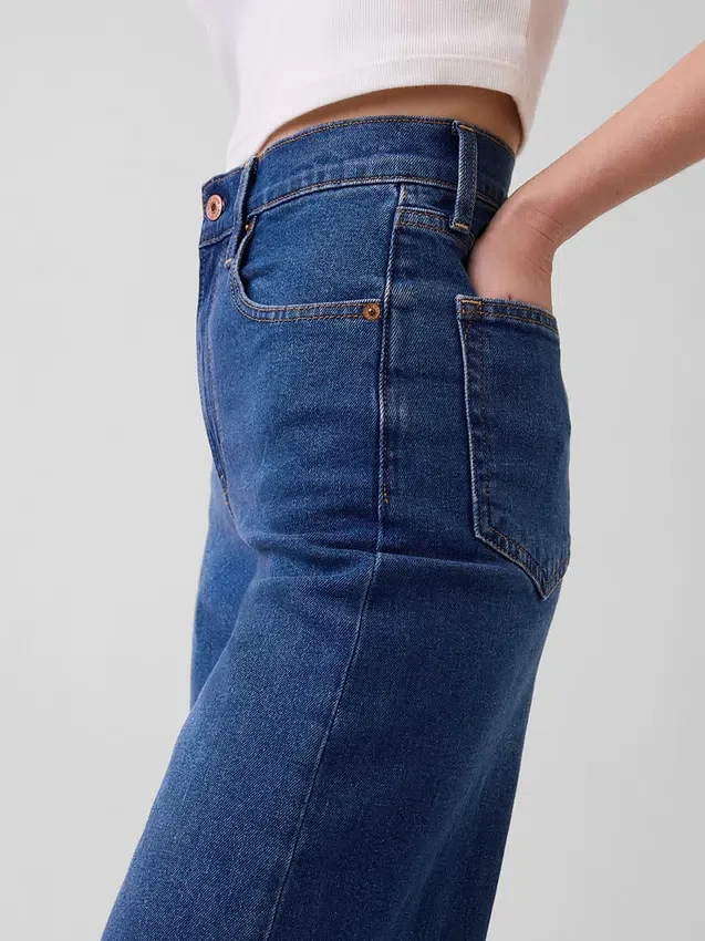 Jeans met hoge taille en wijde pijpen