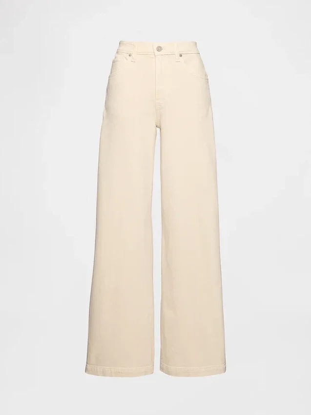 Jeans met hoge taille en wijde pijpen