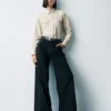 Jeans met hoge taille en wijde pijpen