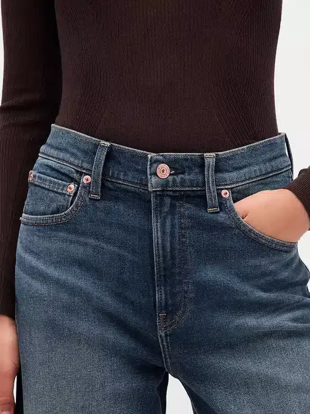 Jeans met hoge taille en wijde pijpen