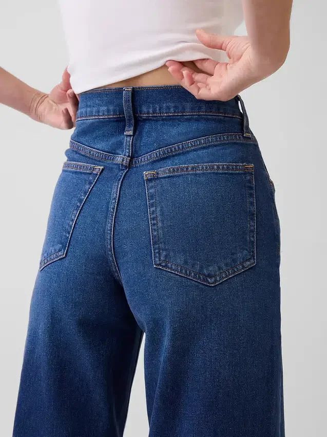 Jeans met hoge taille en wijde pijpen