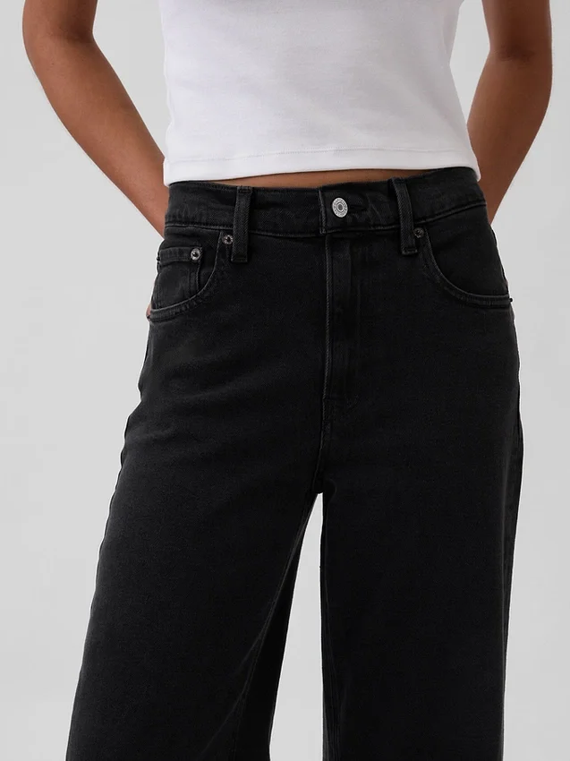 Jeans met hoge taille en wijde pijpen