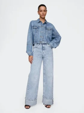 Jeans met hoge taille, omgeslagen pijpen en wijde pijpen