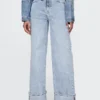 Jeans met hoge taille, omgeslagen pijpen en wijde pijpen