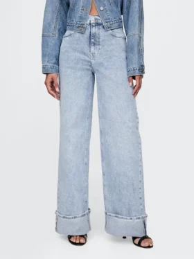 Jeans met hoge taille, omgeslagen pijpen en wijde pijpen