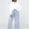 Jeans met hoge taille, omgeslagen pijpen en wijde pijpen