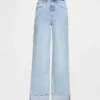 Jeans met hoge taille, omgeslagen pijpen en wijde pijpen