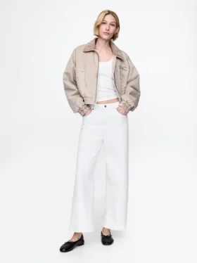 Jeans met hoge taille, wijde pijpen en enkellengte