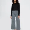 Jeans met hoge taille, wijde pijpen en enkellengte
