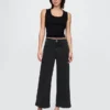 Jeans met hoge taille, wijde pijpen en enkellengte