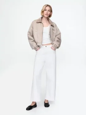 Jeans met hoge taille, wijde pijpen en enkellengte