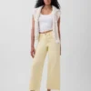 Jeans met hoge taille, wijde pijpen en enkellengte