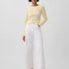 Jeans met hoge taille, wijde pijpen en enkellengte