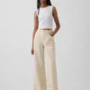 Jeans met hoge taille, wijde pijpen en enkellengte