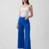 Jeans met hoge taille, wijde pijpen en enkellengte