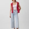 Jeans met hoge taille, wijde pijpen en enkellengte