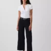 Jeans met hoge taille, wijde pijpen en enkellengte