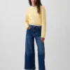 Jeans met hoge taille, wijde pijpen en enkellengte