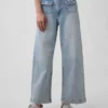 Jeans met hoge taille, wijde pijpen en enkellengte