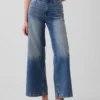 Jeans met hoge taille, wijde pijpen en enkellengte