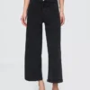 Jeans met hoge taille, wijde pijpen en enkellengte