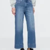 Jeans met hoge taille, wijde pijpen en enkellengte