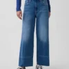Jeans met hoge taille, wijde pijpen en enkellengte