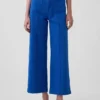 Jeans met hoge taille, wijde pijpen en enkellengte