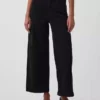 Jeans met hoge taille, wijde pijpen en enkellengte