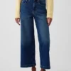 Jeans met hoge taille, wijde pijpen en enkellengte