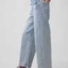 Jeans met hoge taille, wijde pijpen en enkellengte