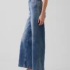 Jeans met hoge taille, wijde pijpen en enkellengte