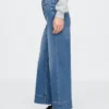 Jeans met hoge taille, wijde pijpen en enkellengte