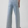 Jeans met hoge taille, wijde pijpen en enkellengte