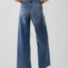 Jeans met hoge taille, wijde pijpen en enkellengte