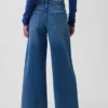 Jeans met hoge taille, wijde pijpen en enkellengte