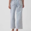 Jeans met hoge taille, wijde pijpen en enkellengte