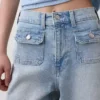 Jeans met hoge taille, wijde pijpen en enkellengte