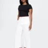 Jeans met hoge taille, wijde pijpen en enkellengte